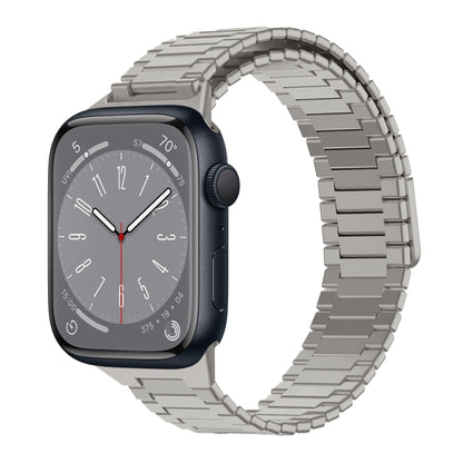 For Apple Watch Series 8 41mm Bamboo Magnetic Stainless Steel Metal Watch Strap(Titanium Color) - Watch Bands by PMC Jewellery | Online Shopping South Africa | PMC Jewellery