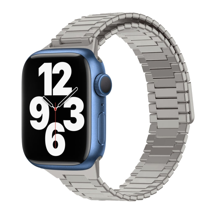 For Apple Watch Series 7 41mm Bamboo Magnetic Stainless Steel Metal Watch Strap(Titanium Color) - Watch Bands by PMC TechLife | Online Shopping South Africa | PMC TechLife