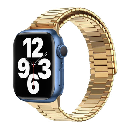 For Apple Watch Series 7 41mm Bamboo Magnetic Stainless Steel Metal Watch Strap(Gold) - Watch Bands by PMC Jewellery | Online Shopping South Africa | PMC Jewellery