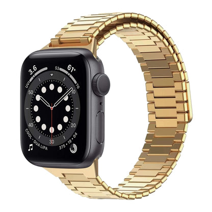 For Apple Watch Series 6 44mm Bamboo Magnetic Stainless Steel Metal Watch Strap(Gold) - Watch Bands by PMC Jewellery | Online Shopping South Africa | PMC Jewellery