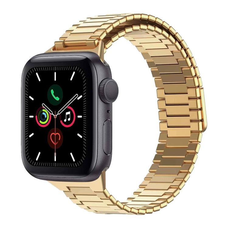 For Apple Watch Series 5 44mm Bamboo Magnetic Stainless Steel Metal Watch Strap(Gold) - Watch Bands by PMC TechLife | Online Shopping South Africa | PMC TechLife