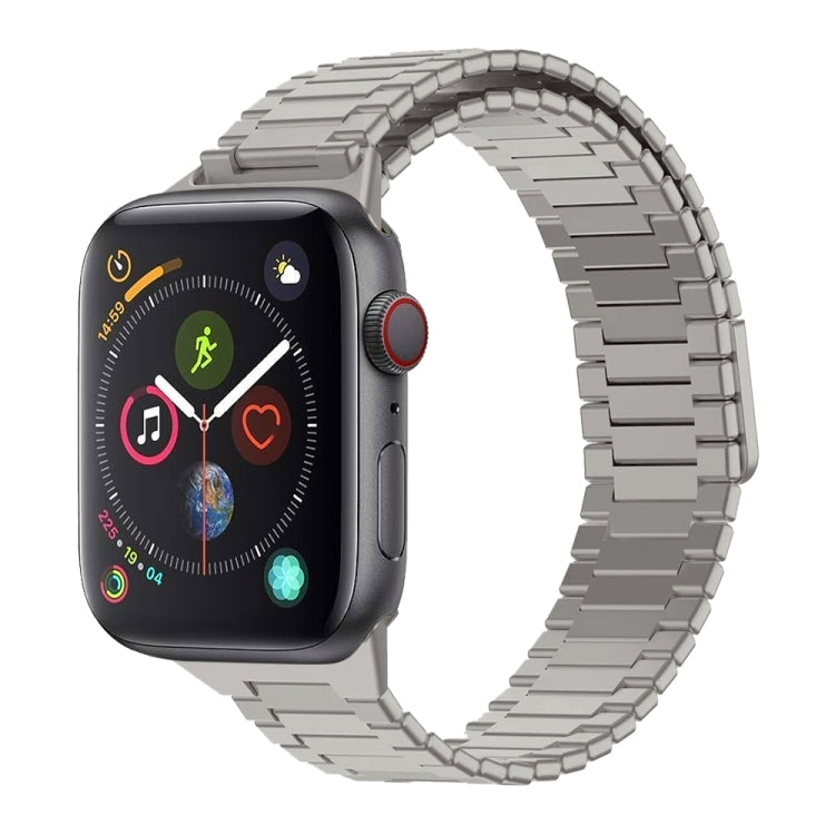 For Apple Watch Series 4 44mm Bamboo Magnetic Stainless Steel Metal Watch Strap(Titanium Color) - Watch Bands by PMC TechLife | Online Shopping South Africa | PMC TechLife
