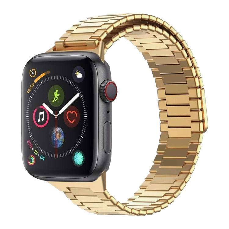 For Apple Watch Series 4 44mm Bamboo Magnetic Stainless Steel Metal Watch Strap(Gold) - Watch Bands by PMC Jewellery | Online Shopping South Africa | PMC Jewellery