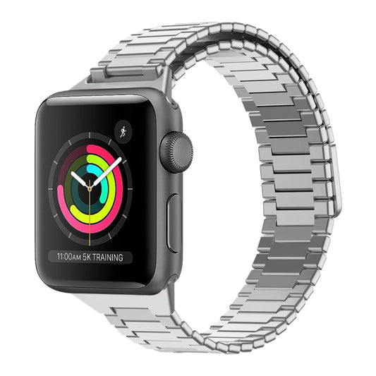 For Apple Watch Series 3 38mm Bamboo Magnetic Stainless Steel Metal Watch Strap(Silver) - Watch Bands by PMC Jewellery | Online Shopping South Africa | PMC Jewellery