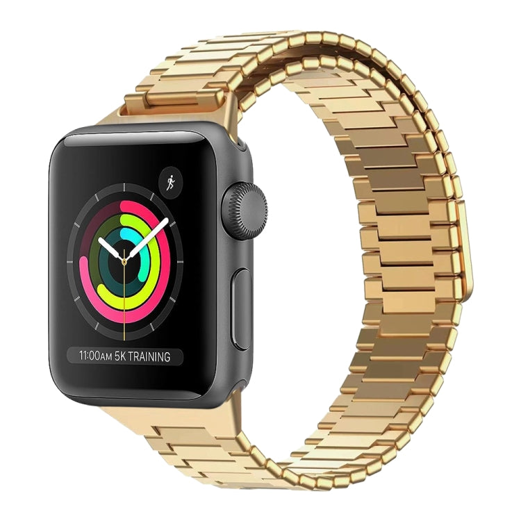 For Apple Watch Series 3 38mm Bamboo Magnetic Stainless Steel Metal Watch Strap(Gold) - Watch Bands by PMC Jewellery | Online Shopping South Africa | PMC Jewellery