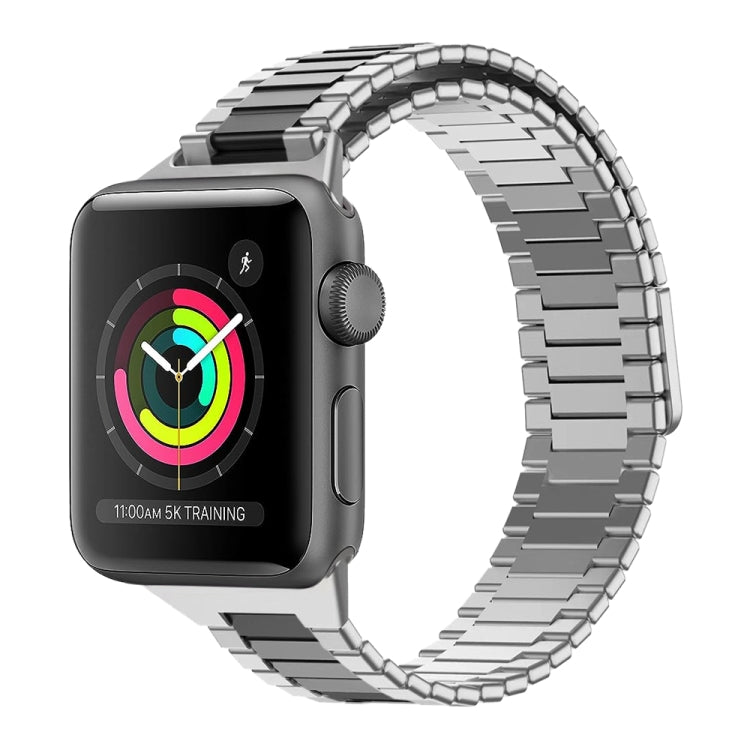 For Apple Watch Series 3 38mm Bamboo Magnetic Stainless Steel Metal Watch Strap(Silver Black) - Watch Bands by PMC TechLife | Online Shopping South Africa | PMC TechLife