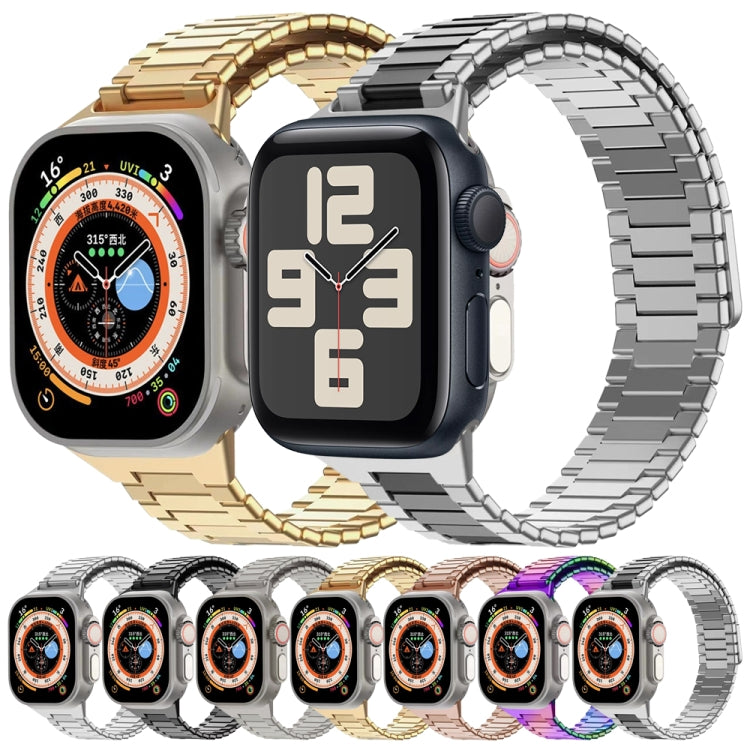 For Apple Watch Series 9 45mm Bamboo Magnetic Stainless Steel Metal Watch Strap(Black) - Watch Bands by PMC TechLife | Online Shopping South Africa | PMC TechLife