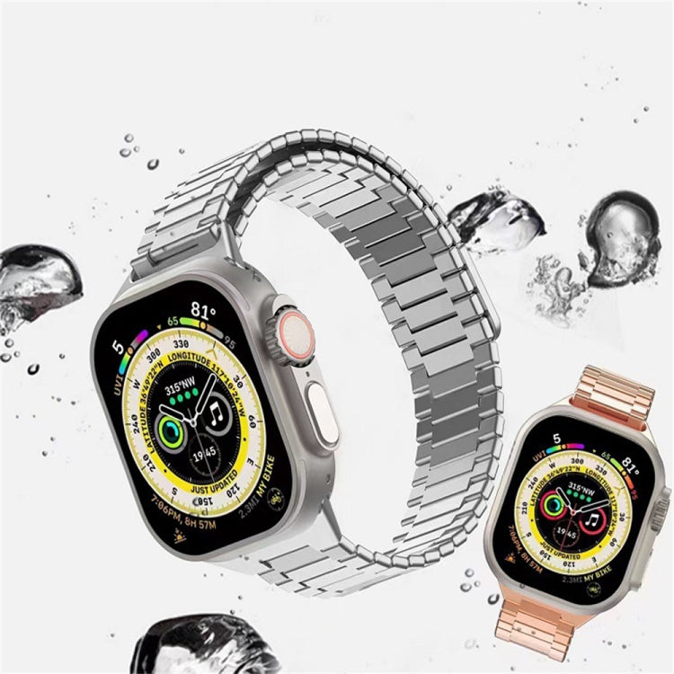 For Apple Watch Series 9 45mm Bamboo Magnetic Stainless Steel Metal Watch Strap(Black) - Watch Bands by PMC TechLife | Online Shopping South Africa | PMC TechLife