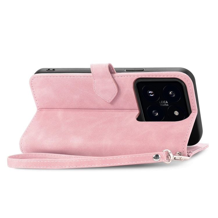 For Xiaomi 14 Pro Embossed Flower Zipper Leather Phone Case(Pink) - 14 Pro Cases by PMC TechLife | Online Shopping South Africa | PMC TechLife | Buy Now Pay Later Mobicred