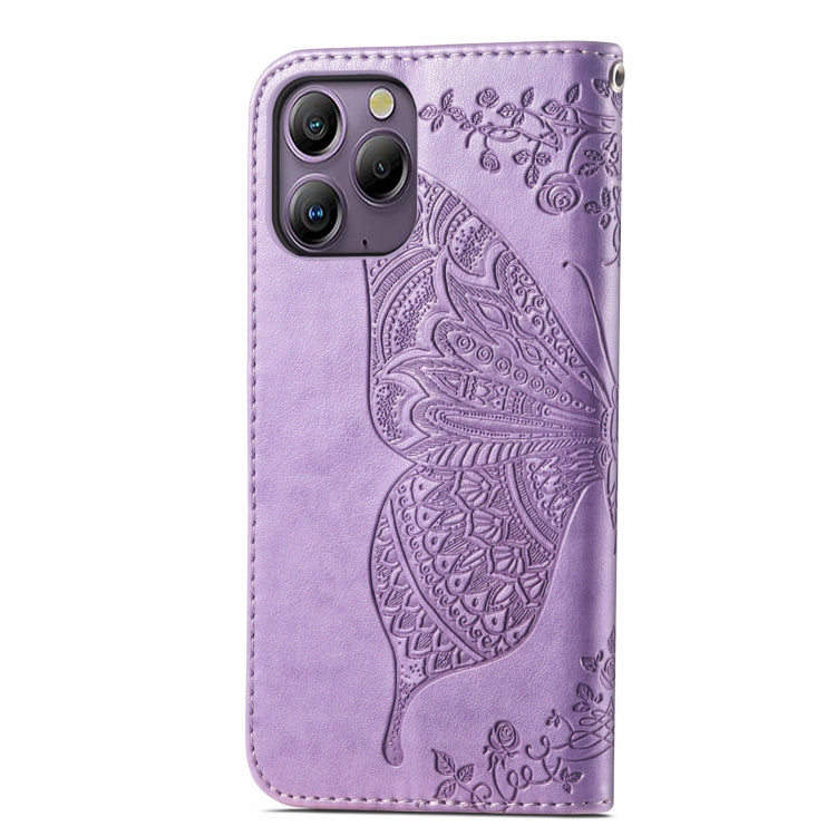 For Blackview A96 Butterfly Love Flower Embossed Leather Phone Case(Light Purple) - More Brand by PMC Jewellery | Online Shopping South Africa | PMC Jewellery | Buy Now Pay Later Mobicred