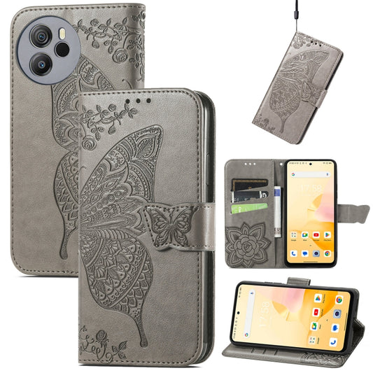 For Blackview Shark 8 Butterfly Love Flower Embossed Leather Phone Case(Gray) - More Brand by PMC Jewellery | Online Shopping South Africa | PMC Jewellery | Buy Now Pay Later Mobicred
