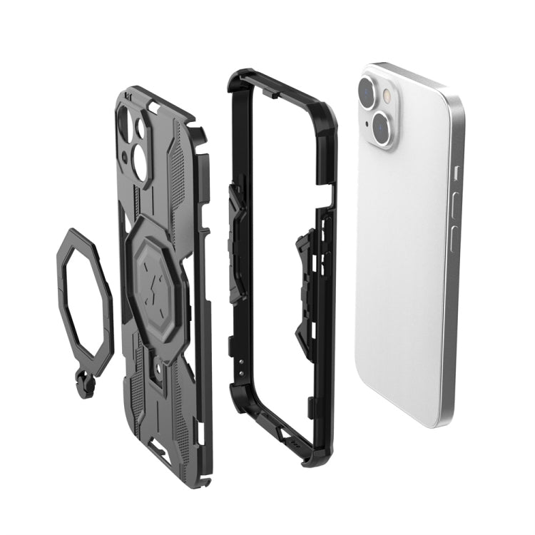 For iPhone 15 Plus MagSafe Supersonic Armor Holder PC Hybrid TPU Phone Case(Grey) - iPhone 15 Plus Cases by PMC Jewellery | Online Shopping South Africa | PMC Jewellery