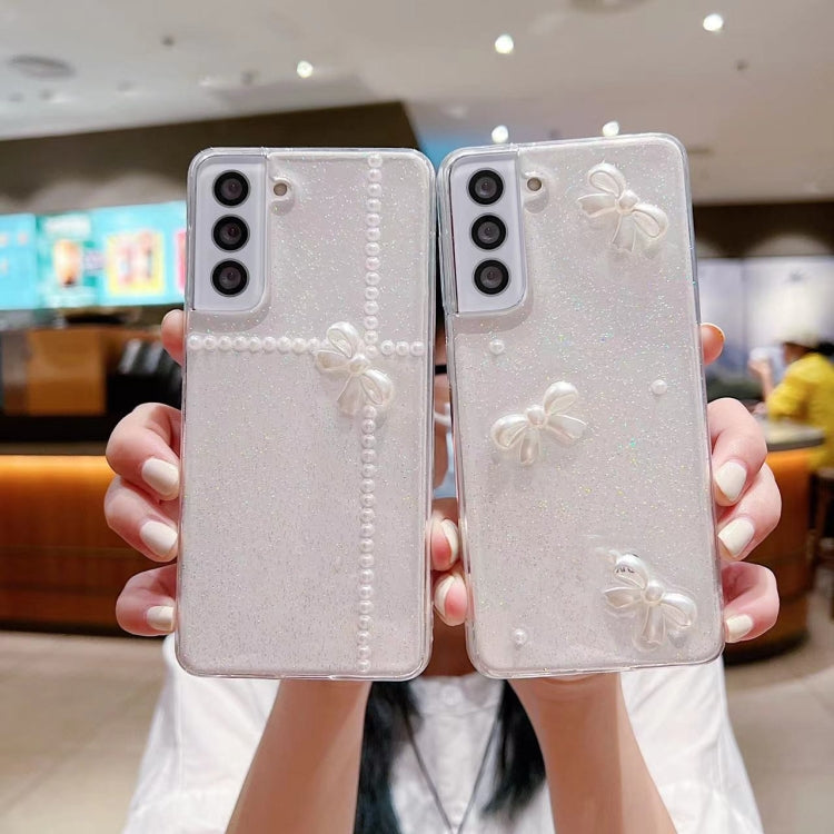 For Samsung Galaxy S25+ 5G Pearl Bow Glitter Epoxy TPU Phone Case(Cross Knots) - Galaxy S25+ 5G Cases by PMC TechLife | Online Shopping South Africa | PMC TechLife | Buy Now Pay Later Mobicred