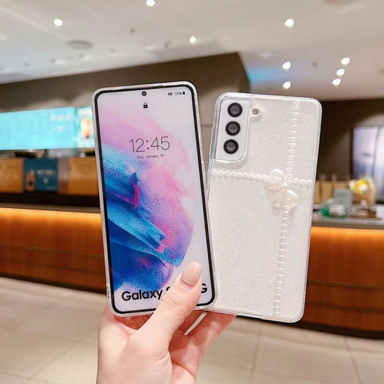 For Samsung Galaxy S25 5G Pearl Bow Glitter Epoxy TPU Phone Case(Cross Knots) - Galaxy S25 5G Cases by PMC TechLife | Online Shopping South Africa | PMC TechLife | Buy Now Pay Later Mobicred