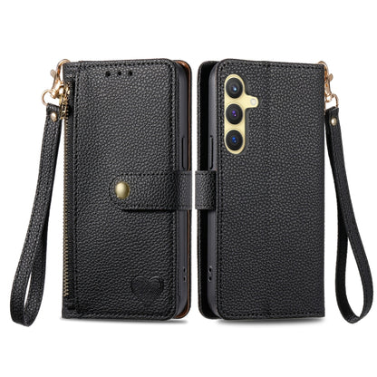 For Samsung Galaxy S24 5G Love Zipper Lanyard Leather Phone Case(Black) - Galaxy S24 5G Cases by PMC Jewellery | Online Shopping South Africa | PMC Jewellery | Buy Now Pay Later Mobicred