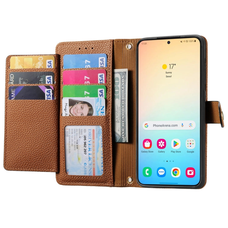 For Samsung Galaxy S24 5G Love Zipper Lanyard Leather Phone Case(Brown) - Galaxy S24 5G Cases by PMC Jewellery | Online Shopping South Africa | PMC Jewellery | Buy Now Pay Later Mobicred