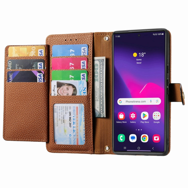 For Samsung Galaxy S24 Ultra 5G Love Zipper Lanyard Leather Phone Case(Brown) - Galaxy S24 Ultra 5G Cases by PMC Jewellery | Online Shopping South Africa | PMC Jewellery | Buy Now Pay Later Mobicred