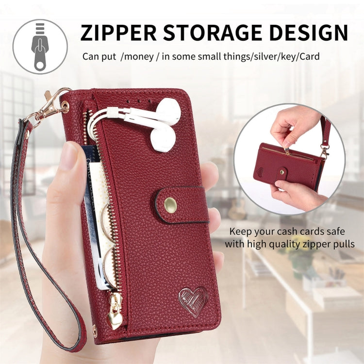 For Samsung Galaxy S24 5G Love Zipper Lanyard Leather Phone Case(Brown) - Galaxy S24 5G Cases by PMC Jewellery | Online Shopping South Africa | PMC Jewellery | Buy Now Pay Later Mobicred