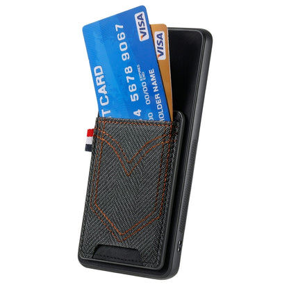 For Samsung Galaxy S25 5G Denim Texture Leather Skin Phone Case with Card Slot(Black) - Galaxy S25 5G Cases by PMC Jewellery | Online Shopping South Africa | PMC Jewellery | Buy Now Pay Later Mobicred