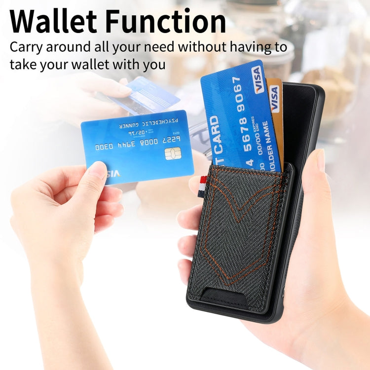 For Samsung Galaxy S25 Ultra 5G Denim Texture Leather Skin Phone Case with Card Slot(Black) - Galaxy S25 Ultra 5G Cases by PMC Jewellery | Online Shopping South Africa | PMC Jewellery | Buy Now Pay Later Mobicred