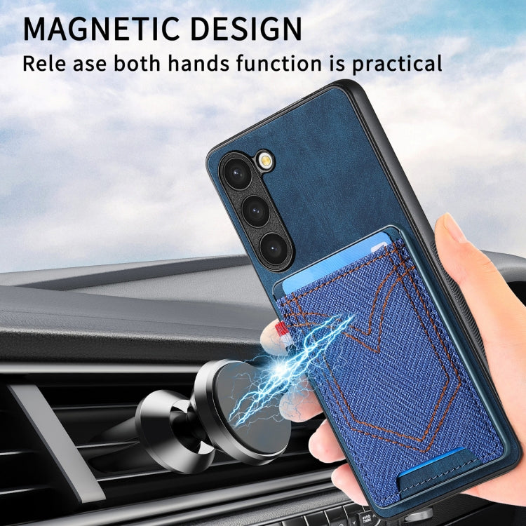 For Samsung Galaxy S25 Ultra 5G Denim Texture Leather Skin Phone Case with Card Slot(Blue) - Galaxy S25 Ultra 5G Cases by PMC Jewellery | Online Shopping South Africa | PMC Jewellery | Buy Now Pay Later Mobicred