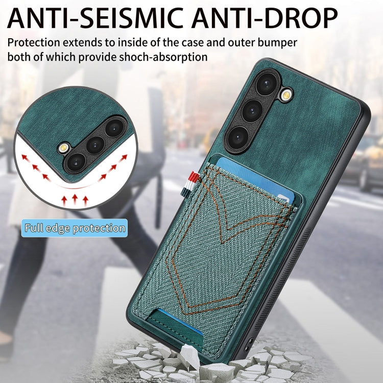 For Samsung Galaxy S25 Ultra 5G Denim Texture Leather Skin Phone Case with Card Slot(Green) - Galaxy S25 Ultra 5G Cases by PMC Jewellery | Online Shopping South Africa | PMC Jewellery | Buy Now Pay Later Mobicred