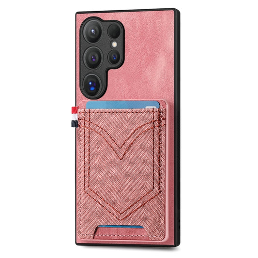 For Samsung Galaxy S25 Ultra 5G Denim Texture Leather Skin Phone Case with Card Slot(Pink) - Galaxy S25 Ultra 5G Cases by PMC Jewellery | Online Shopping South Africa | PMC Jewellery | Buy Now Pay Later Mobicred