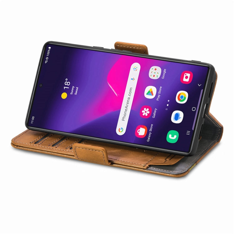 For Samsung Galaxy S25 Ultra 5G CaseNeo Splicing Dual Magnetic Buckle Leather Phone Case(Khaki) - Galaxy S25 Ultra 5G Cases by CaseNeo | Online Shopping South Africa | PMC Jewellery | Buy Now Pay Later Mobicred