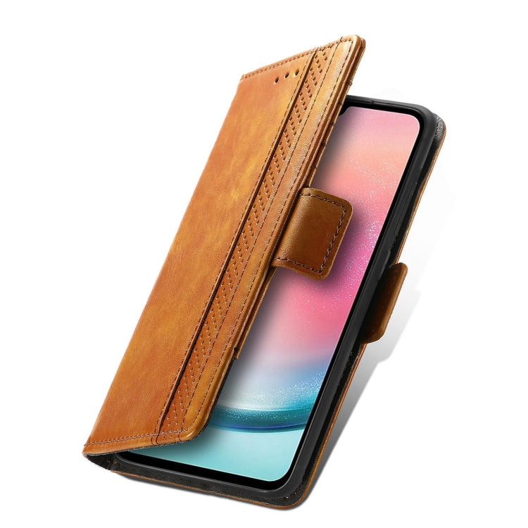 For Samsung Galaxy S25 Ultra 5G CaseNeo Splicing Dual Magnetic Buckle Leather Phone Case(Khaki) - Galaxy S25 Ultra 5G Cases by CaseNeo | Online Shopping South Africa | PMC Jewellery | Buy Now Pay Later Mobicred