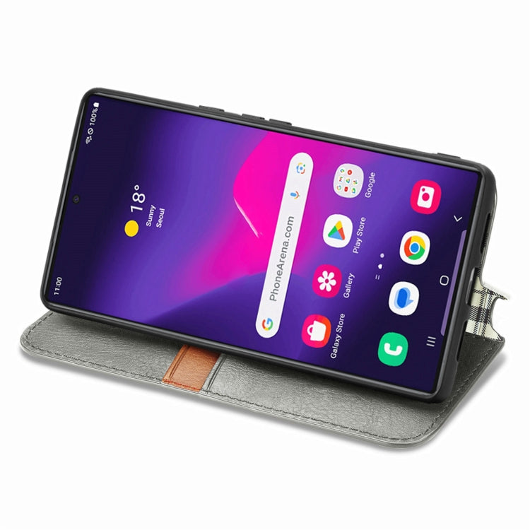 For Samsung Galaxy S25 Ultra 5G Cubic Grid Pressed Magnetic Leather Phone Case(Gray) - Galaxy S25 Ultra 5G Cases by PMC Jewellery | Online Shopping South Africa | PMC Jewellery | Buy Now Pay Later Mobicred
