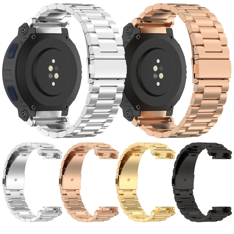 For Amazfit Active Edge A2212 Three Beads Stainless Steel Watch Band(Rose Gold) - free shipping - PMC TechLife - Order now!