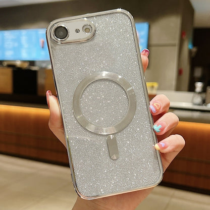 For iPhone SE 2022 / 7 / 8 MagSafe Glitter Electroplating TPU Phone Case(Silver) - iPhone SE 2022 / 2020 / 8 / 7 Cases by PMC Jewellery | Online Shopping South Africa | PMC Jewellery