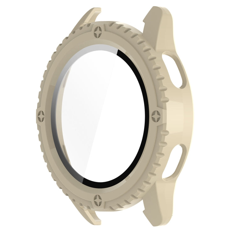 For Xiaomi Watch S3 PC + Tempered Film Integrated Watch Protective Case(Beige) - Watch Cases by PMC TechLife | Online Shopping South Africa | PMC TechLife | Buy Now Pay Later Mobicred