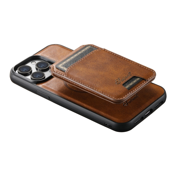 For iPhone 12 Pro Max Suteni H15 MagSafe Oil Eax Leather Detachable Wallet Back Phone Case(Brown) - iPhone 12 Pro Max Cases by Suteni | Online Shopping South Africa | PMC Jewellery