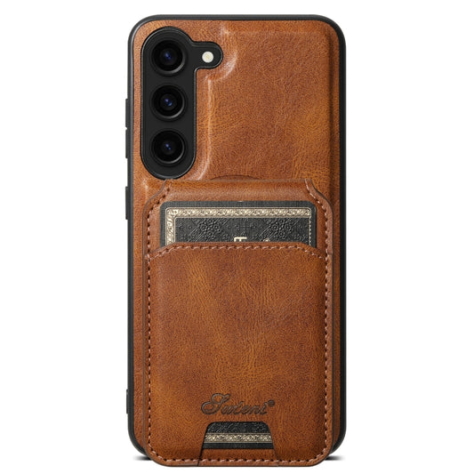 For Samsung Galaxy S23+ 5G Suteni H15 MagSafe Oil Eax Leather Detachable Wallet Back Phone Case(Brown) - Galaxy S23+ 5G Cases by Suteni | Online Shopping South Africa | PMC Jewellery