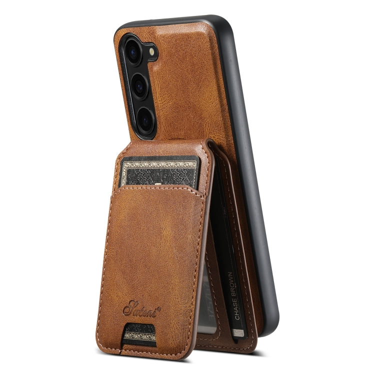For Samsung Galaxy S23 5G Suteni H15  Oil Eax Leather Detachable Wallet Back Phone Case(Khaki) - Galaxy S23 5G Cases by Suteni | Online Shopping South Africa | PMC TechLife | Buy Now Pay Later Mobicred