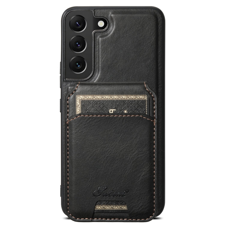 For Samsung Galaxy S22+ 5G Suteni H15  Oil Eax Leather Detachable Wallet Back Phone Case(Black) - free shipping - PMC TechLife - Order now!