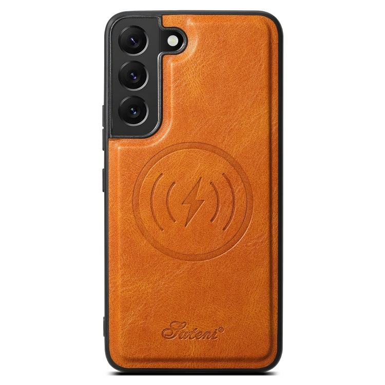 For Samsung Galaxy S22 5G Suteni H15  Oil Eax Leather Detachable Wallet Back Phone Case(Khaki) - Galaxy S22 5G Cases by Suteni | Online Shopping South Africa | PMC TechLife | Buy Now Pay Later Mobicred