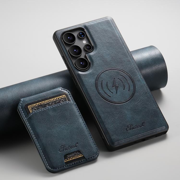 For Samsung Galaxy S25 Ultra 5G Suteni H15  Oil Eax Leather Detachable Wallet Back Phone Case(Blue) - Galaxy S25 Ultra 5G Cases by Suteni | Online Shopping South Africa | PMC TechLife | Buy Now Pay Later Mobicred