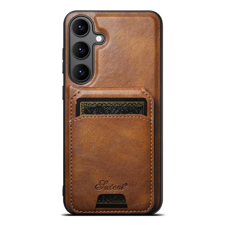 For Samsung Galaxy S25+ 5G Suteni H15  Oil Eax Leather Detachable Wallet Back Phone Case(Brown) - Galaxy S25+ 5G Cases by Suteni | Online Shopping South Africa | PMC TechLife | Buy Now Pay Later Mobicred