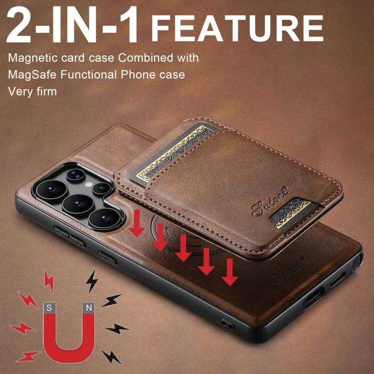 For Samsung Galaxy S25+ 5G Suteni H15  Oil Eax Leather Detachable Wallet Back Phone Case(Brown) - Galaxy S25+ 5G Cases by Suteni | Online Shopping South Africa | PMC TechLife | Buy Now Pay Later Mobicred