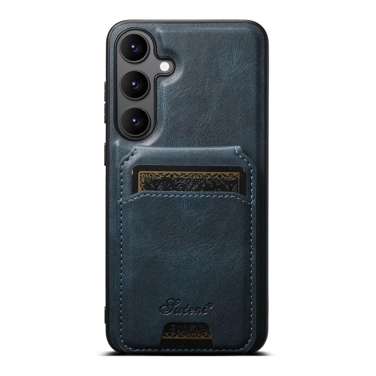 For Samsung Galaxy S25+ 5G Suteni H15  Oil Eax Leather Detachable Wallet Back Phone Case(Blue) - Galaxy S25+ 5G Cases by Suteni | Online Shopping South Africa | PMC TechLife | Buy Now Pay Later Mobicred