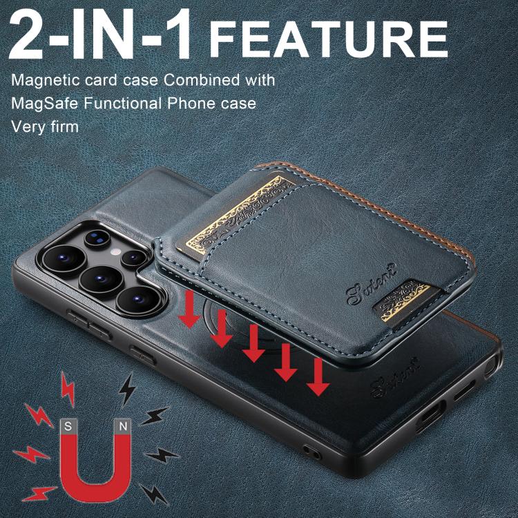 For Samsung Galaxy S25+ 5G Suteni H15  Oil Eax Leather Detachable Wallet Back Phone Case(Blue) - Galaxy S25+ 5G Cases by Suteni | Online Shopping South Africa | PMC TechLife | Buy Now Pay Later Mobicred