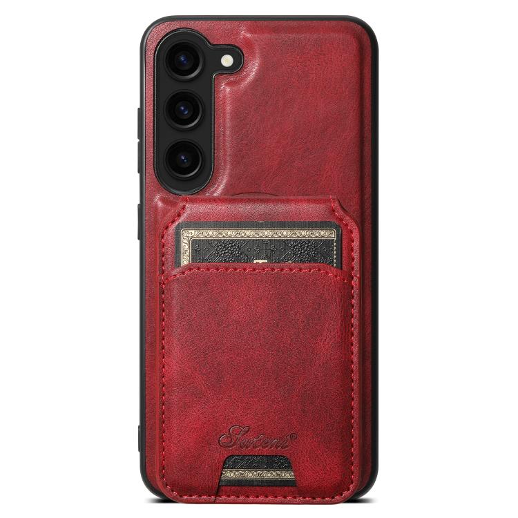 For Samsung Galaxy S25 5G Suteni H15  Oil Eax Leather Detachable Wallet Back Phone Case(Red) - Galaxy S25 5G Cases by Suteni | Online Shopping South Africa | PMC TechLife | Buy Now Pay Later Mobicred