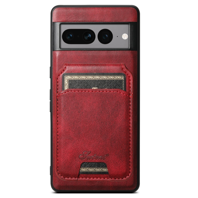 For Google Pixel 7a Suteni H15 Oil Eax Leather Detachable Wallet Back Phone Case(Red) - Google Cases by Suteni | Online Shopping South Africa | PMC Jewellery | Buy Now Pay Later Mobicred