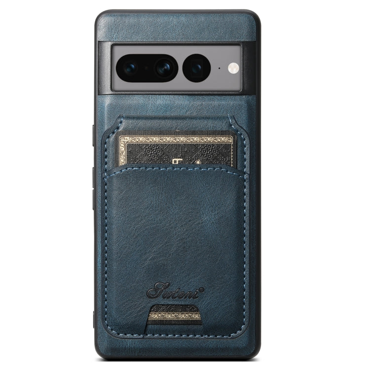 For Google Pixel 7a Suteni H15 Oil Eax Leather Detachable Wallet Back Phone Case(Blue) - Google Cases by Suteni | Online Shopping South Africa | PMC Jewellery | Buy Now Pay Later Mobicred