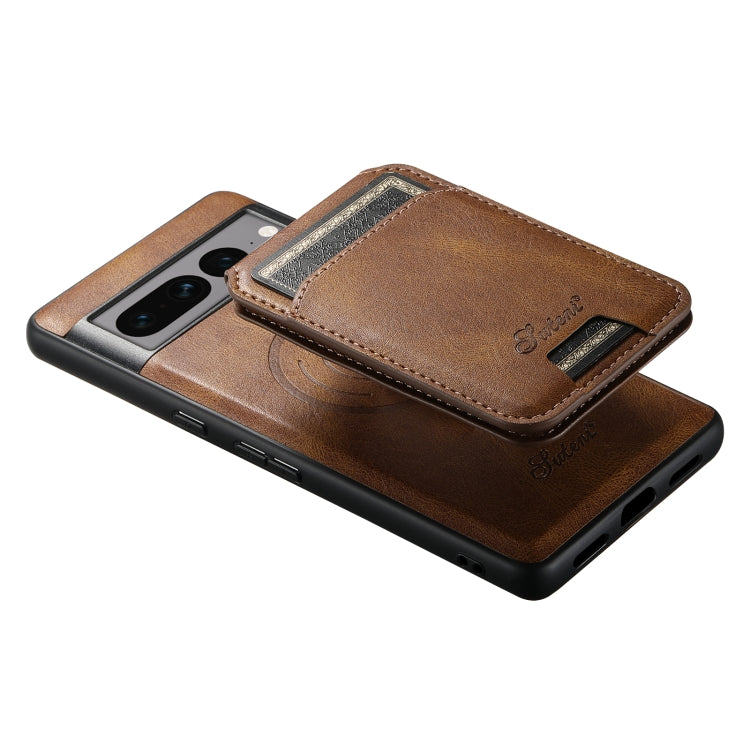 For Google Pixel 7 Pro Suteni H15 Oil Eax Leather Detachable Wallet Back Phone Case(Brown) - Google Cases by Suteni | Online Shopping South Africa | PMC Jewellery | Buy Now Pay Later Mobicred