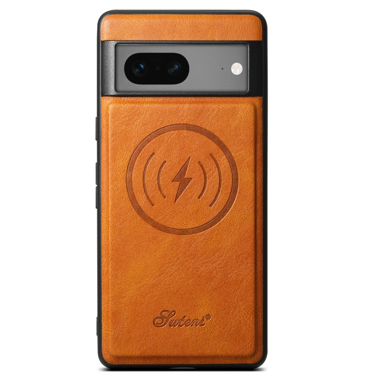 For Google Pixel 7 Suteni H15 Oil Eax Leather Detachable Wallet Back Phone Case(Khaki) - Google Cases by Suteni | Online Shopping South Africa | PMC Jewellery | Buy Now Pay Later Mobicred