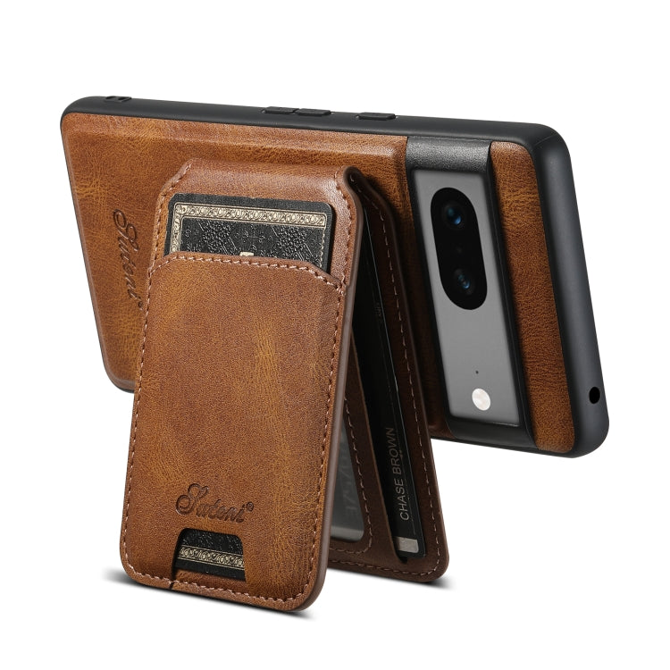 For Google Pixel 7 Suteni H15 Oil Eax Leather Detachable Wallet Back Phone Case(Khaki) - Google Cases by Suteni | Online Shopping South Africa | PMC Jewellery | Buy Now Pay Later Mobicred