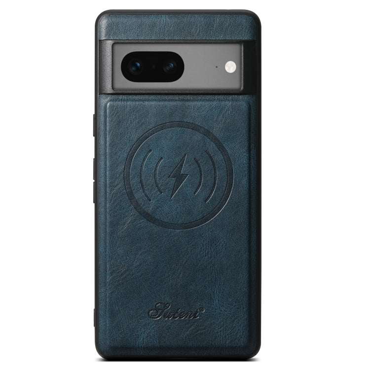 For Google Pixel 7 Suteni H15 Oil Eax Leather Detachable Wallet Back Phone Case(Blue) - Google Cases by Suteni | Online Shopping South Africa | PMC Jewellery | Buy Now Pay Later Mobicred